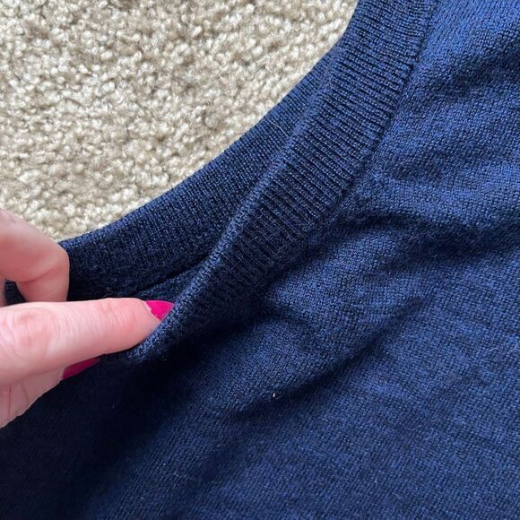 Toscano Firenze Merino Wool Sweater Vest SZ L Navy V-Neck - Picture 5 of 8